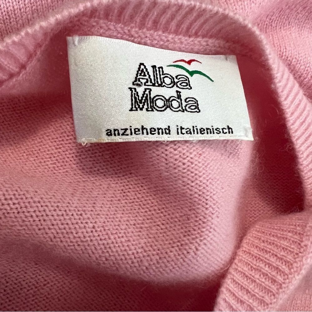 Alba Moda 100% Cashmere Sweater Pink Crewneck Lightweight Soft Knit M - Picture 8 of 9
